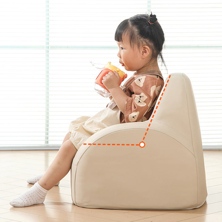 Contemporary Nordic PU Leather Sponge Arc Lightweight Kids Accent Chair Backrest Armrest For Living Room