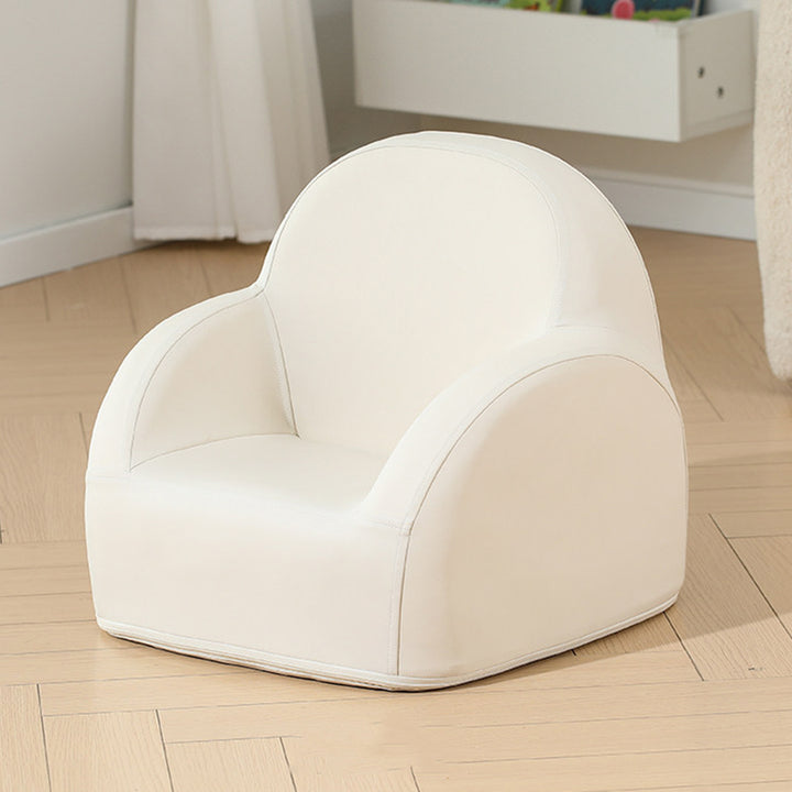 Chaise d’appoint pour enfants en cuir PU nordique contemporain, légère, en arc, avec dossier et accoudoirs pour salon 
