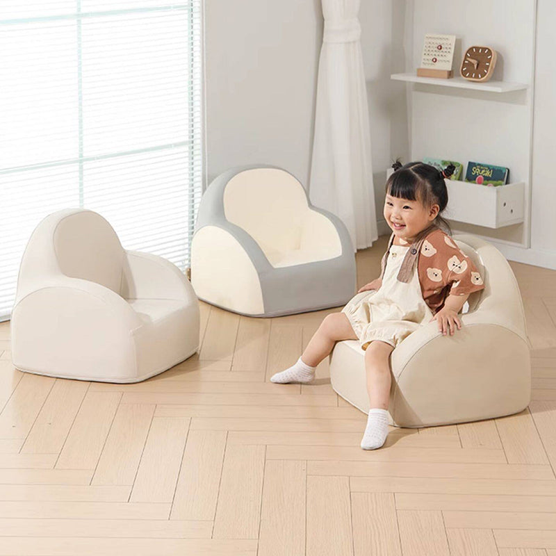 Contemporary Nordic PU Leather Sponge Arc Lightweight Kids Accent Chair Backrest Armrest For Living Room