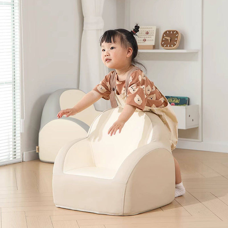 Contemporary Nordic PU Leather Sponge Arc Lightweight Kids Accent Chair Backrest Armrest For Living Room