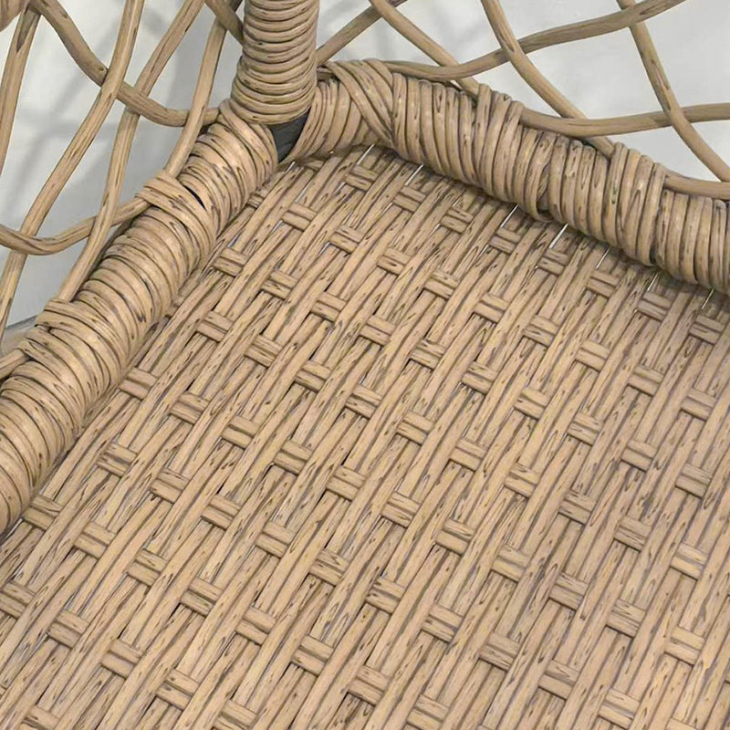Traditional Rustic PE Rattan Weaving Galvanized Steel Grid Rectangular Breathable Low Stool Backless Armless For Living Room