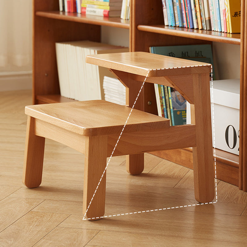 Traditional Japanese Beech Wood Trapezoidal Kids Footstool Backless Armless For Living Room