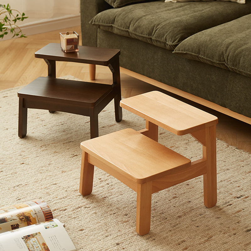 Traditional Japanese Beech Wood Trapezoidal Kids Footstool Backless Armless For Living Room