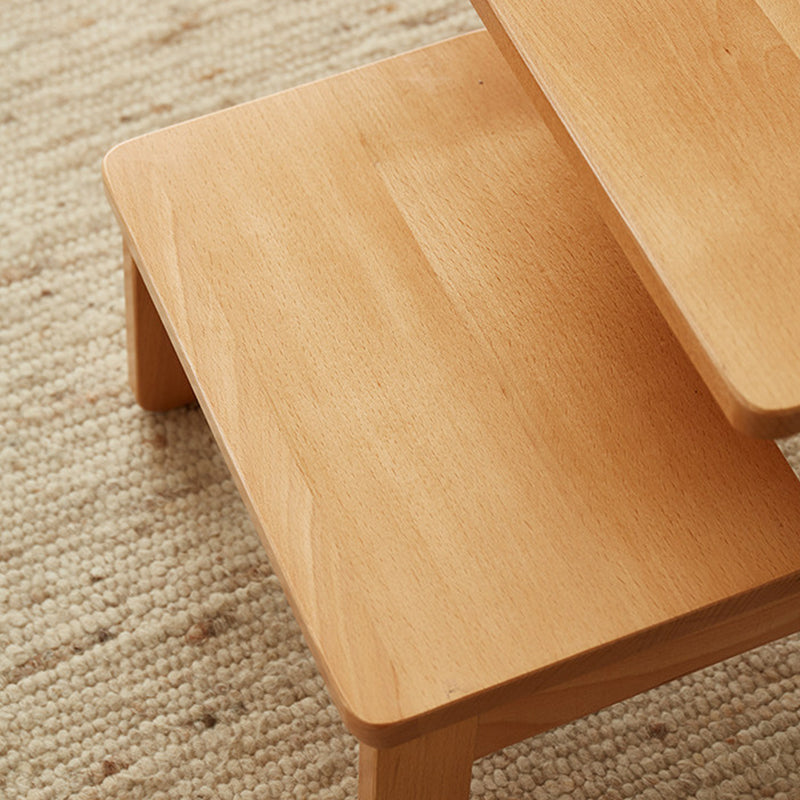 Traditional Japanese Beech Wood Trapezoidal Kids Footstool Backless Armless For Living Room