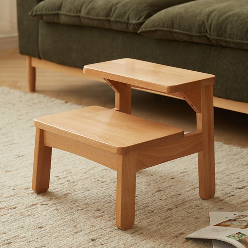 Traditional Japanese Beech Wood Trapezoidal Kids Footstool Backless Armless For Living Room