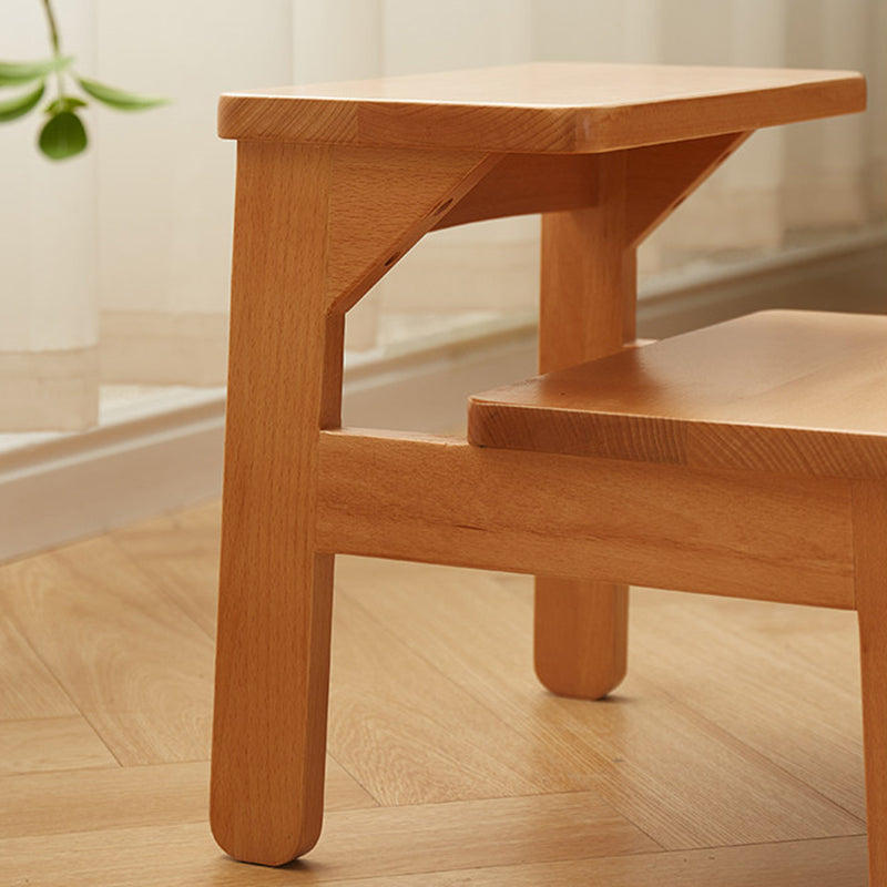 Traditional Japanese Beech Wood Trapezoidal Kids Footstool Backless Armless For Living Room