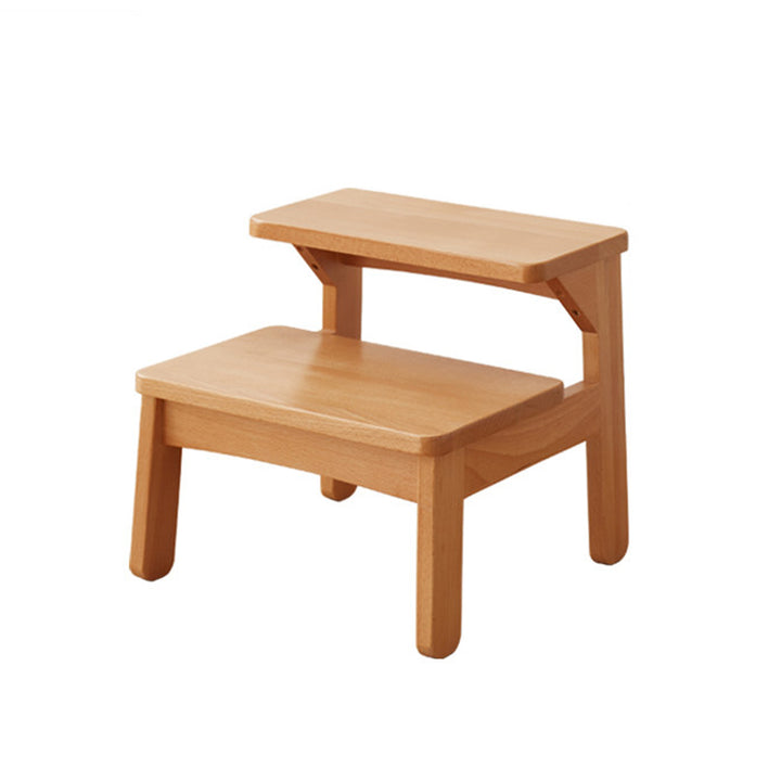 Traditional Japanese Beech Wood Trapezoidal Kids Footstool Backless Armless For Living Room