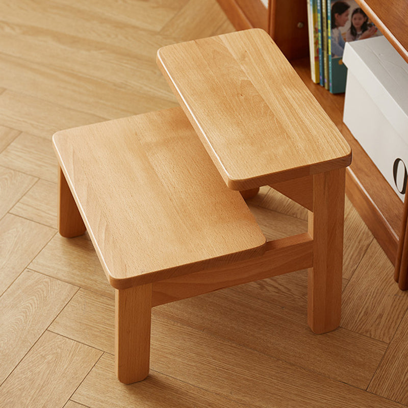 Traditional Japanese Beech Wood Trapezoidal Kids Footstool Backless Armless For Living Room