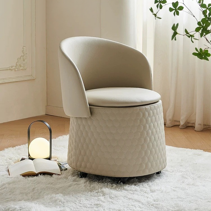 Zeitgenössischer skandinavischer Hocker mit echtem Leder, Kunstleder, massivem Sperrholz, Bogen, verstecktem Stauraum, Rückenlehne, ohne Armlehnen, für das Schlafzimmer 