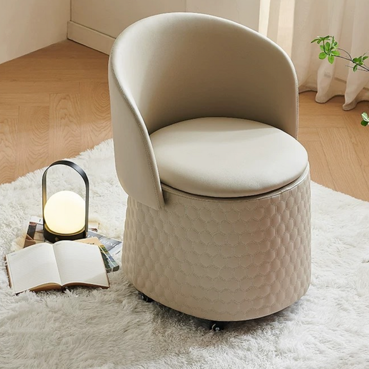 Zeitgenössischer skandinavischer Hocker mit echtem Leder, Kunstleder, massivem Sperrholz, Bogen, verstecktem Stauraum, Rückenlehne, ohne Armlehnen, für das Schlafzimmer 