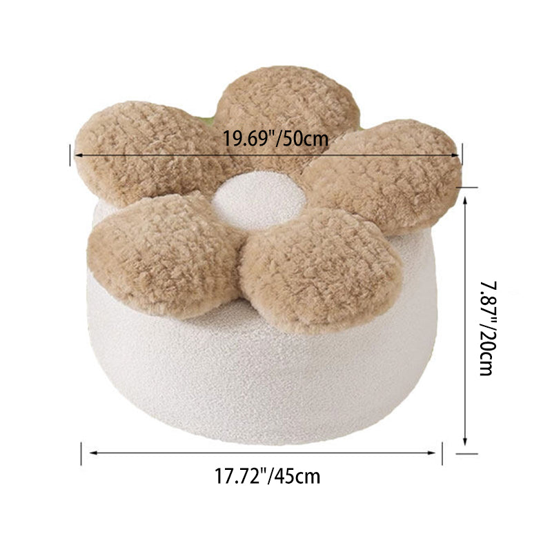 Contemporary Nordic de felpa suave Teddy con bolitas de EPP, diseño de pétalos, desenfundable y lavable, taburete bajo sin respaldo ni reposabrazos para sala de estar 