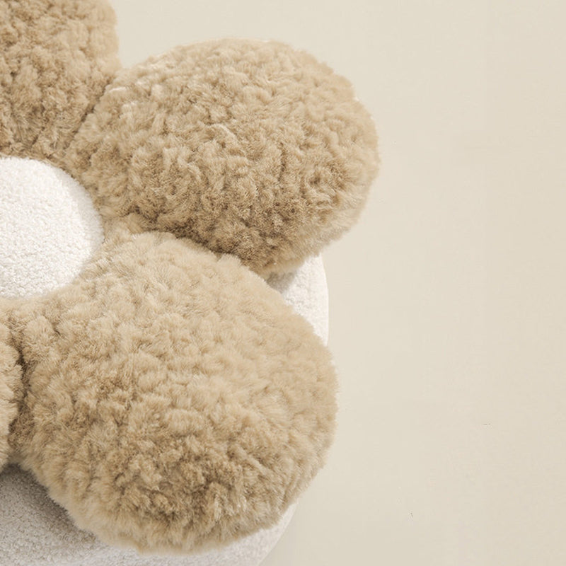 Contemporary Nordic de felpa suave Teddy con bolitas de EPP, diseño de pétalos, desenfundable y lavable, taburete bajo sin respaldo ni reposabrazos para sala de estar 