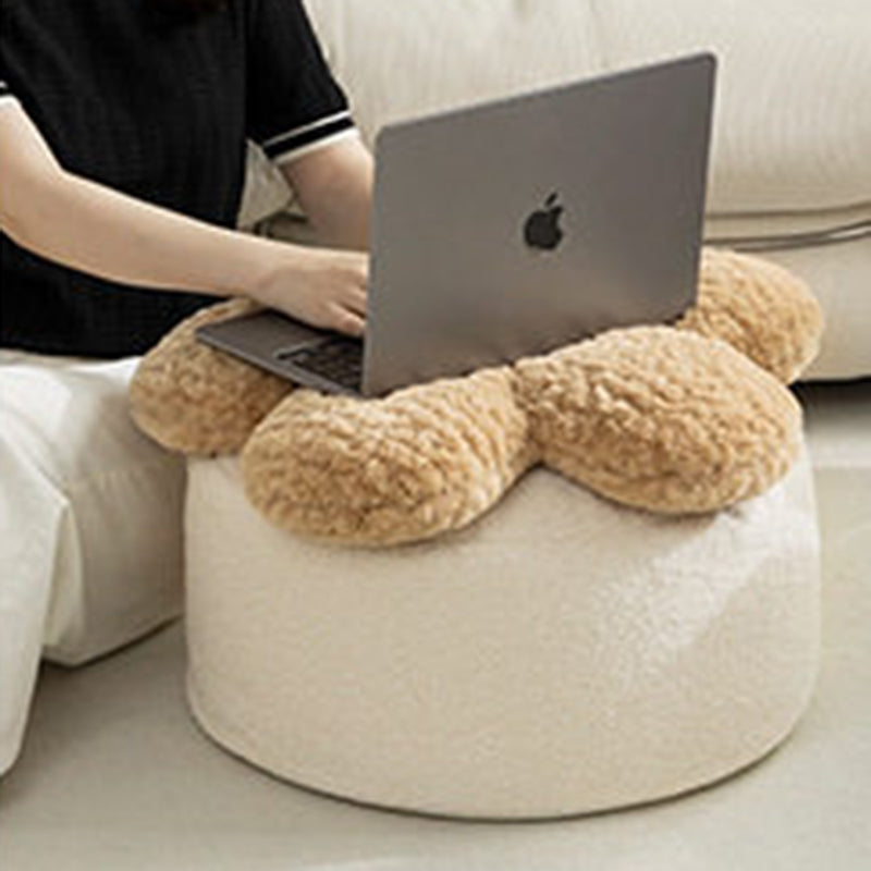 Contemporary Nordic de felpa suave Teddy con bolitas de EPP, diseño de pétalos, desenfundable y lavable, taburete bajo sin respaldo ni reposabrazos para sala de estar 