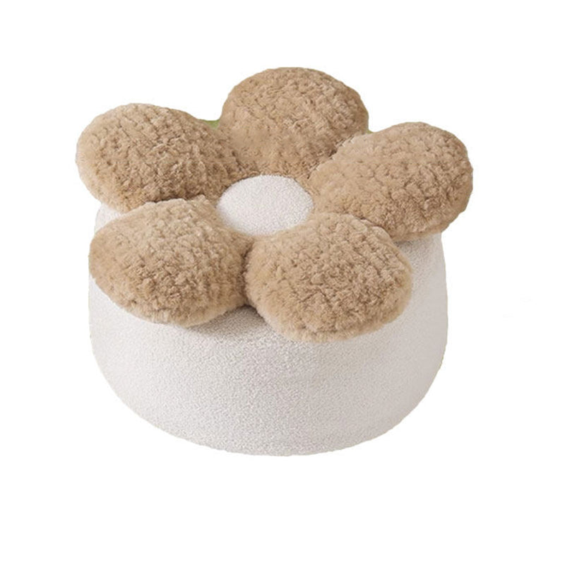 Contemporary Nordic de felpa suave Teddy con bolitas de EPP, diseño de pétalos, desenfundable y lavable, taburete bajo sin respaldo ni reposabrazos para sala de estar 