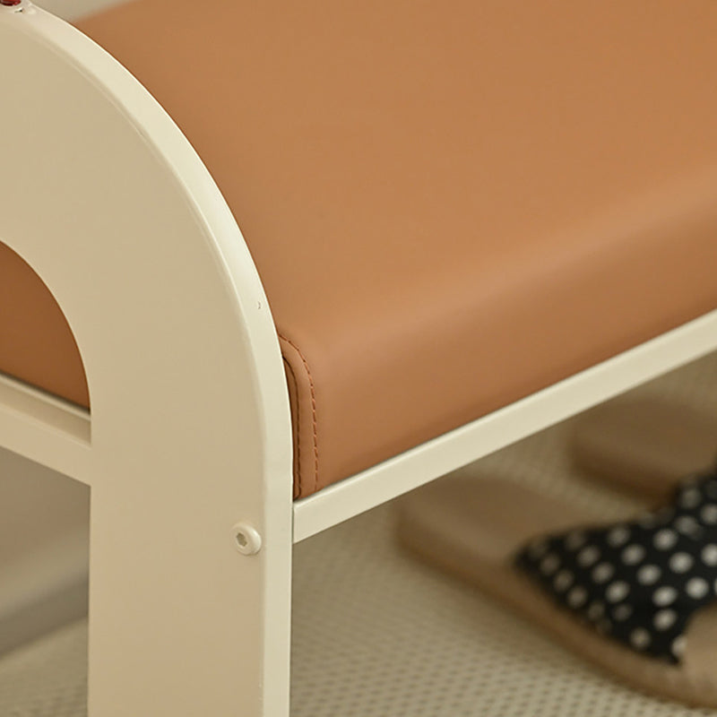Banc à chaussures rectangulaire arqué en cuir PU et éponge, style nordique contemporain, sans dossier ni accoudoirs, pour entrée et couloir 