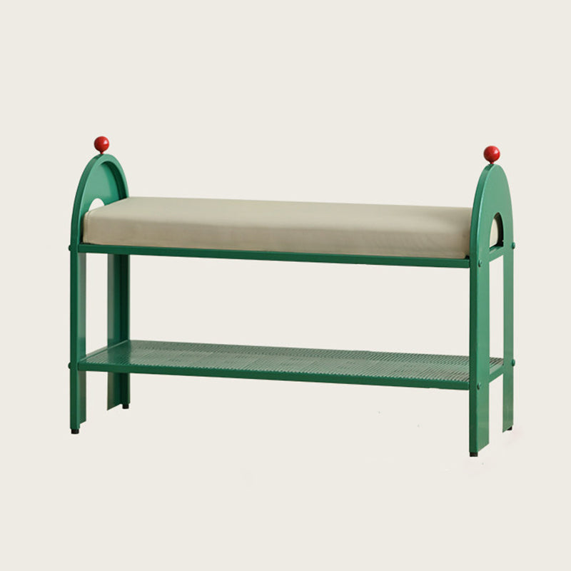 Banc à chaussures rectangulaire arqué en cuir PU et éponge, style nordique contemporain, sans dossier ni accoudoirs, pour entrée et couloir 