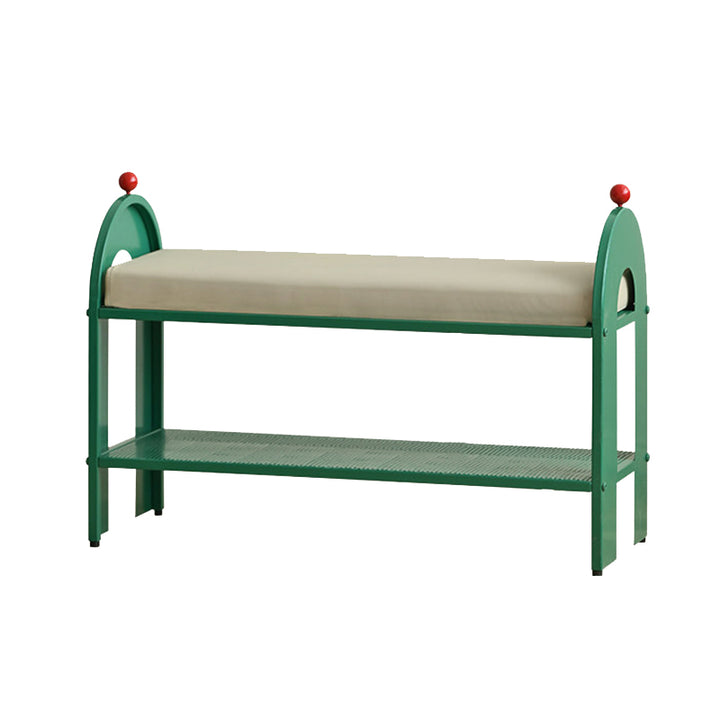 Banc à chaussures rectangulaire arqué en cuir PU et éponge, style nordique contemporain, sans dossier ni accoudoirs, pour entrée et couloir 