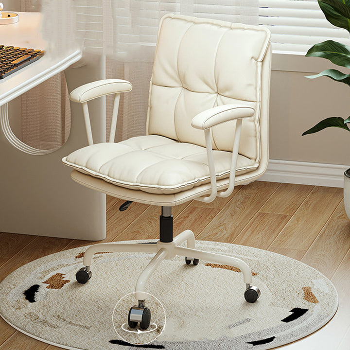 Chaise de bureau pour la maison et le bureau en cuir résistant aux griffures de chat, contreplaqué massif, éponge, fer, en forme de L, relevable, rotative, avec dossier et accoudoirs, style minimaliste moderne 