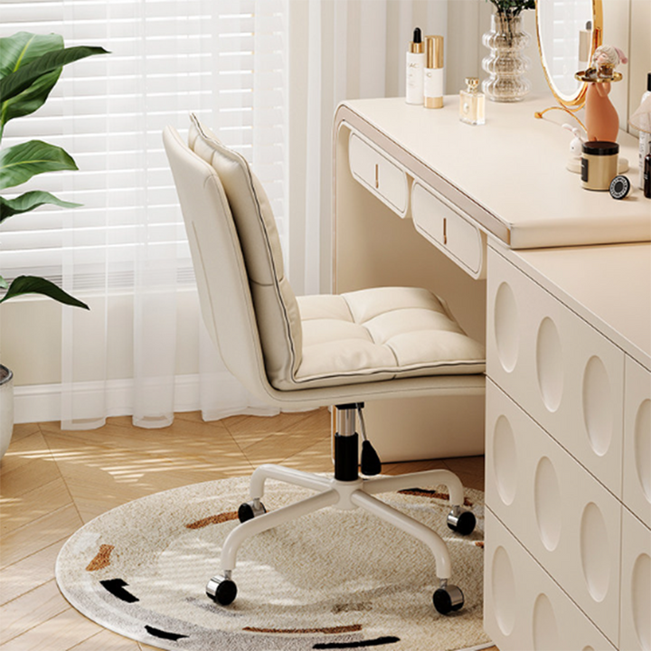 Chaise de bureau pour la maison et le bureau en cuir résistant aux griffures de chat, contreplaqué massif, éponge, fer, en forme de L, relevable, rotative, avec dossier et accoudoirs, style minimaliste moderne 