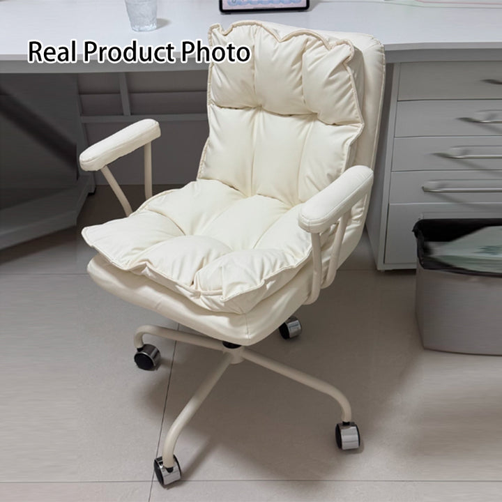 Chaise de bureau pour la maison et le bureau en cuir résistant aux griffures de chat, contreplaqué massif, éponge, fer, en forme de L, relevable, rotative, avec dossier et accoudoirs, style minimaliste moderne 
