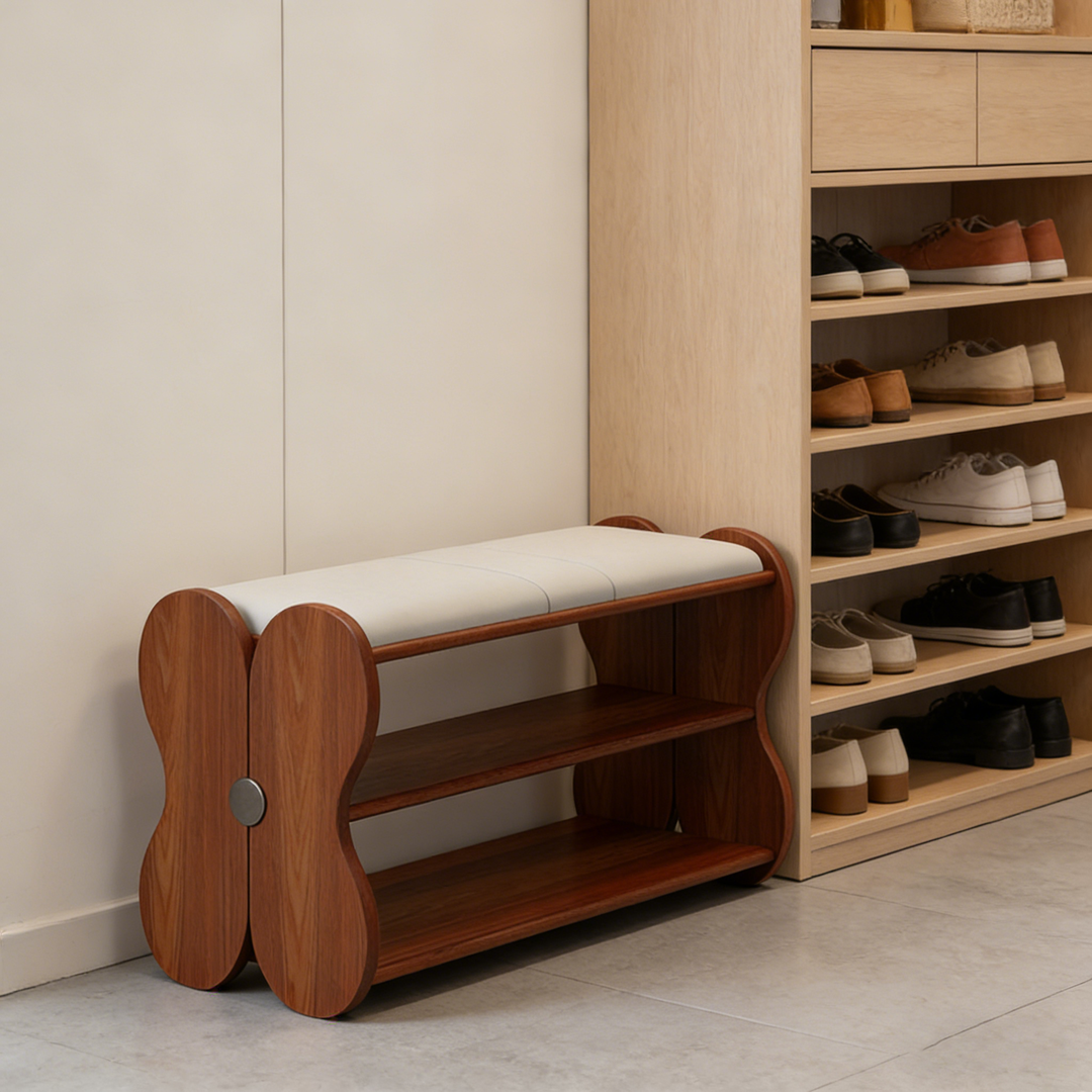 Banco zapatero rectangular sin respaldo ni brazos, de cuero PU esponjoso tradicional francés y madera de caucho, para entrada y pasillo 