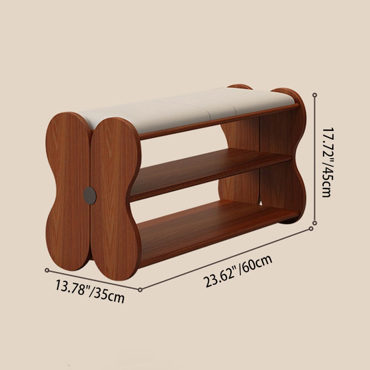Banco zapatero rectangular sin respaldo ni brazos, de cuero PU esponjoso tradicional francés y madera de caucho, para entrada y pasillo 