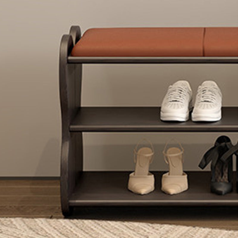 Banco zapatero rectangular sin respaldo ni brazos, de cuero PU esponjoso tradicional francés y madera de caucho, para entrada y pasillo 