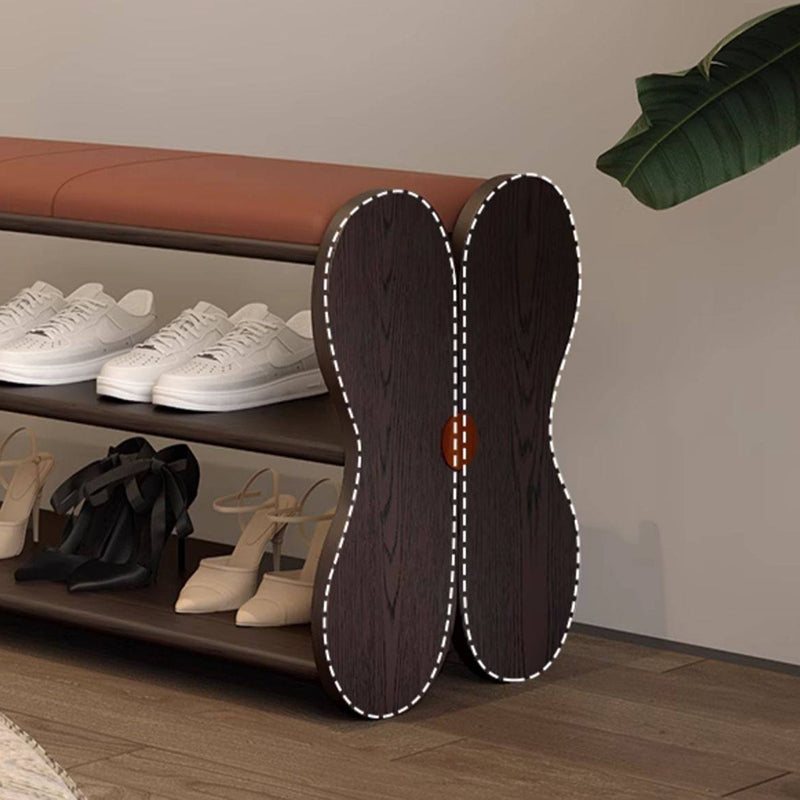 Banco zapatero rectangular sin respaldo ni brazos, de cuero PU esponjoso tradicional francés y madera de caucho, para entrada y pasillo 