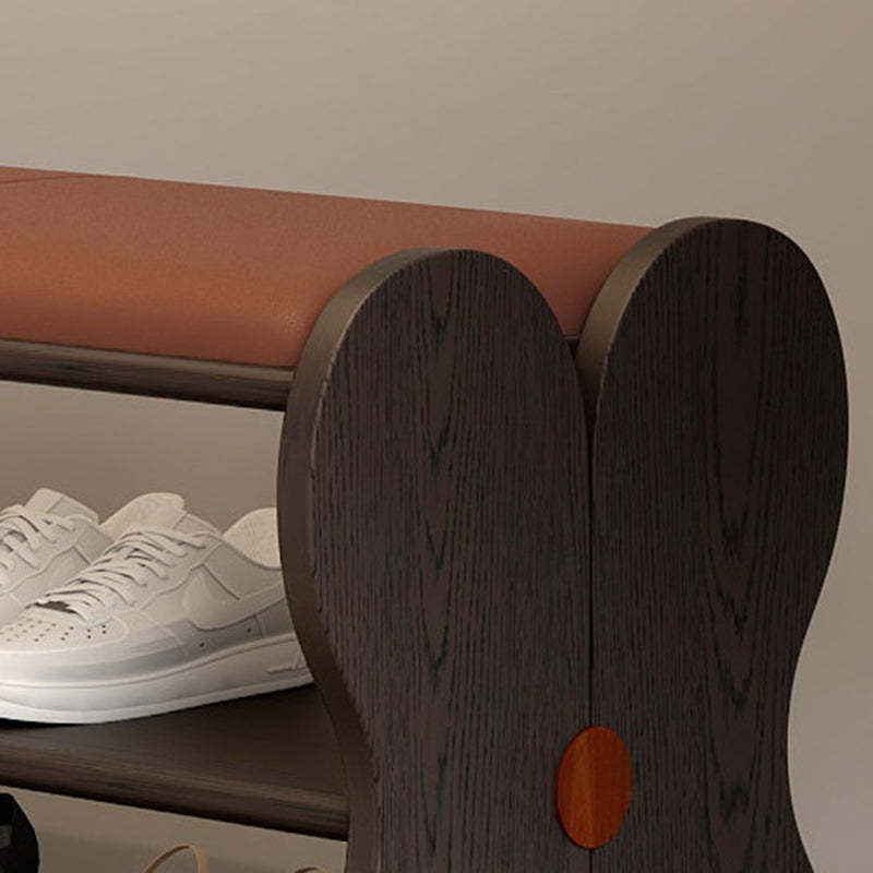 Banco zapatero rectangular sin respaldo ni brazos, de cuero PU esponjoso tradicional francés y madera de caucho, para entrada y pasillo 