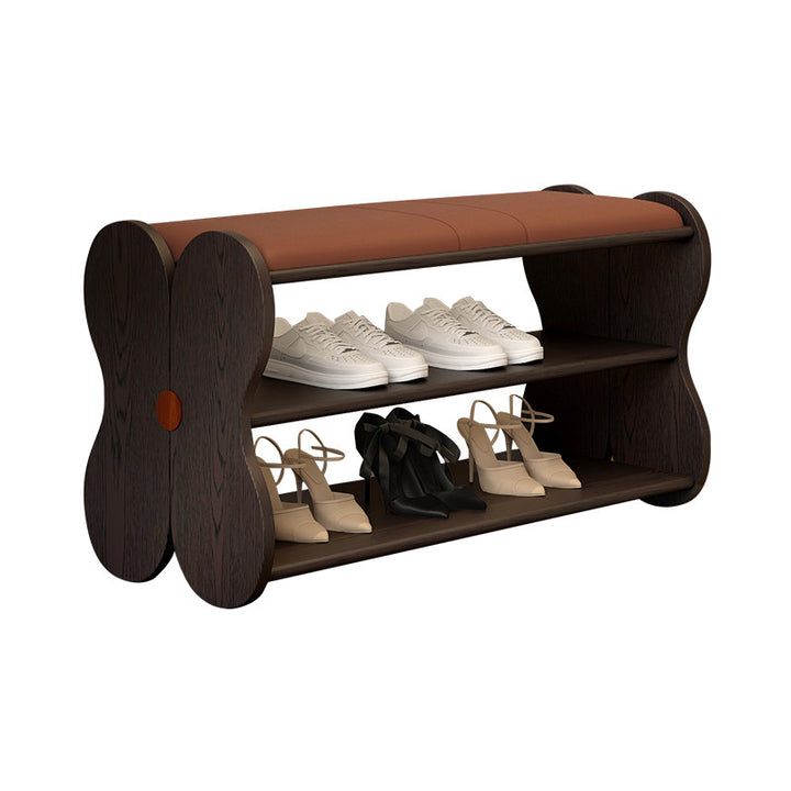 Banco zapatero rectangular sin respaldo ni brazos, de cuero PU esponjoso tradicional francés y madera de caucho, para entrada y pasillo 