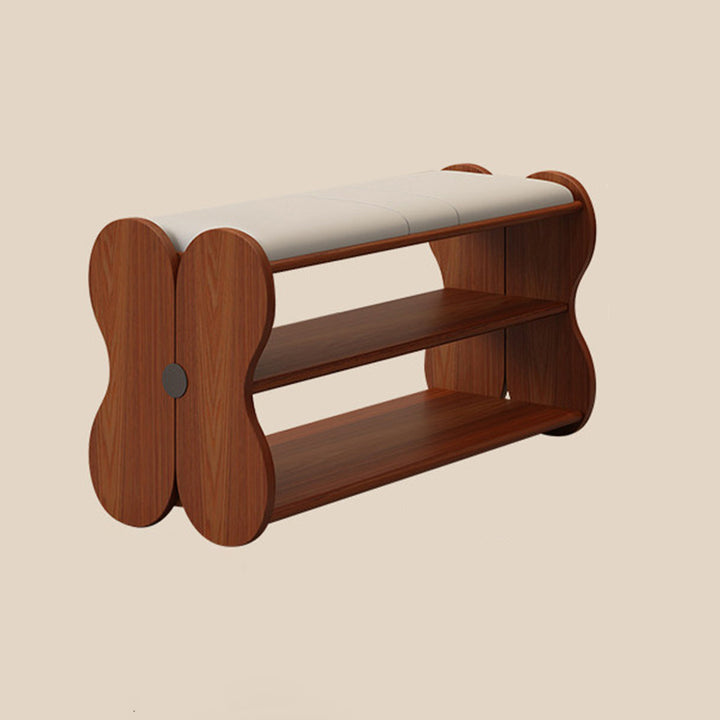 Banco zapatero rectangular sin respaldo ni brazos, de cuero PU esponjoso tradicional francés y madera de caucho, para entrada y pasillo 
