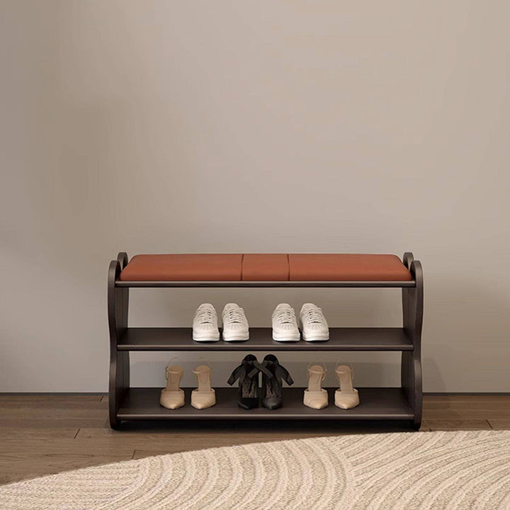 Banco zapatero rectangular sin respaldo ni brazos, de cuero PU esponjoso tradicional francés y madera de caucho, para entrada y pasillo 
