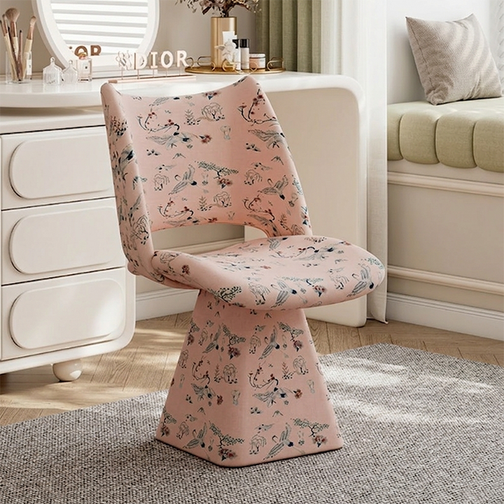 Taburete de tocador giratorio sin respaldo ni reposabrazos, de arco trapezoidal, contrachapado macizo, esponja de tela tradicional china, para dormitorio 