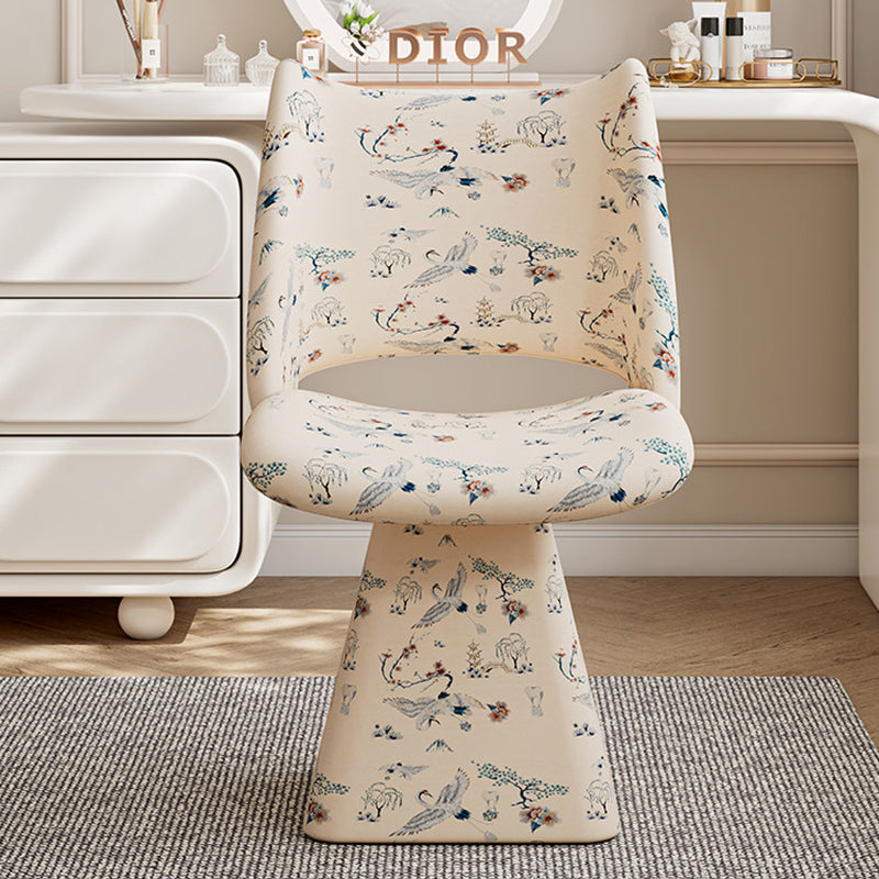 Taburete de tocador giratorio sin respaldo ni reposabrazos, de arco trapezoidal, contrachapado macizo, esponja de tela tradicional china, para dormitorio 