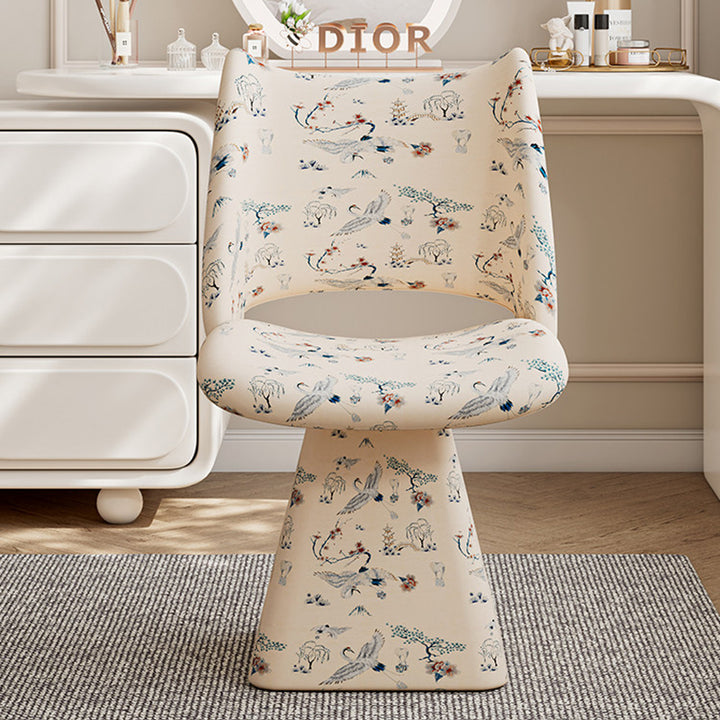 Taburete de tocador giratorio sin respaldo ni reposabrazos, de arco trapezoidal, contrachapado macizo, esponja de tela tradicional china, para dormitorio 