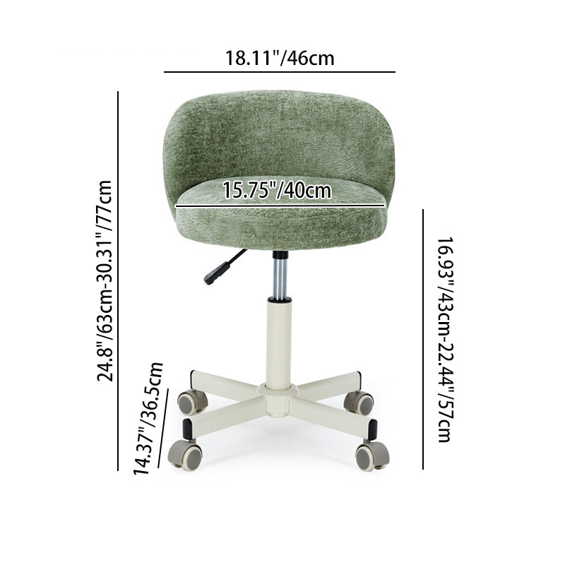 Contemporary Nordic Chenille Cat Scratch Leather Solid Plywood Sponge Steel Arc Liftable Rotatable Vanity Stool Backrest Armless For Bedroom
