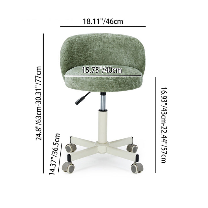 Contemporary Nordic Chenille Cat Scratch Leather Solid Plywood Sponge Steel Arc Liftable Rotatable Vanity Stool Backrest Armless For Bedroom