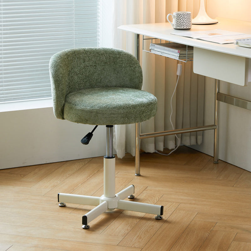 Contemporary Nordic Chenille Cat Scratch Leather Solid Plywood Sponge Steel Arc Liftable Rotatable Vanity Stool Backrest Armless For Bedroom