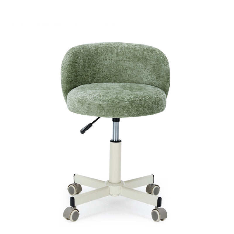 Contemporary Nordic Chenille Cat Scratch Leather Solid Plywood Sponge Steel Arc Liftable Rotatable Vanity Stool Backrest Armless For Bedroom