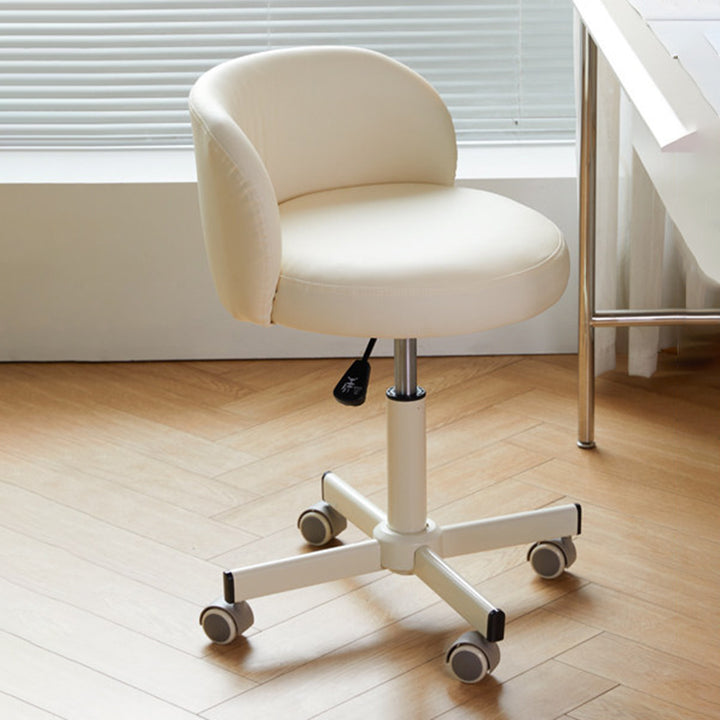 Contemporary Nordic Chenille Cat Scratch Leather Solid Plywood Sponge Steel Arc Liftable Rotatable Vanity Stool Backrest Armless For Bedroom