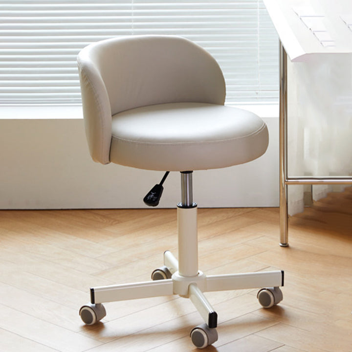 Contemporary Nordic Chenille Cat Scratch Leather Solid Plywood Sponge Steel Arc Liftable Rotatable Vanity Stool Backrest Armless For Bedroom