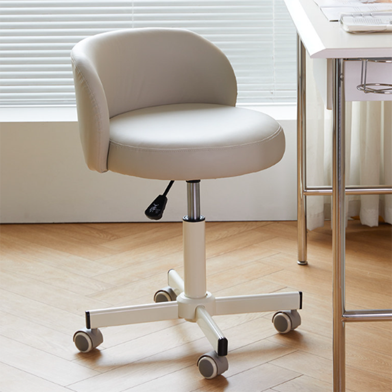 Contemporary Nordic Chenille Cat Scratch Leather Solid Plywood Sponge Steel Arc Liftable Rotatable Vanity Stool Backrest Armless For Bedroom