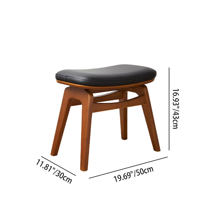 Modern Minimalist Boxwood Synthetic Leather Sponge Arc Trapezoidal Lightweight Vanity Stool Backless Armless For Bedroom