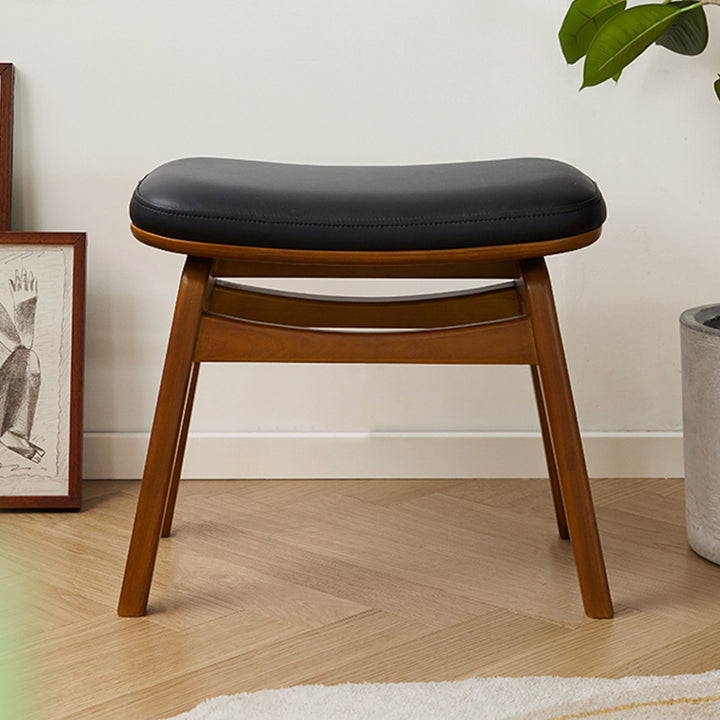 Modern Minimalist Boxwood Synthetic Leather Sponge Arc Trapezoidal Lightweight Vanity Stool Backless Armless For Bedroom