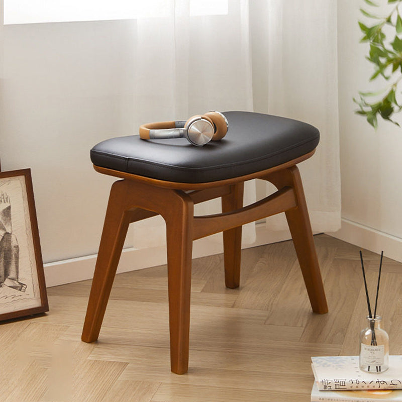 Modern Minimalist Boxwood Synthetic Leather Sponge Arc Trapezoidal Lightweight Vanity Stool Backless Armless For Bedroom