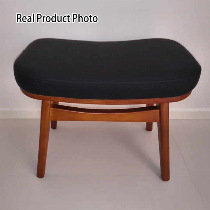 Modern Minimalist Boxwood Synthetic Leather Sponge Arc Trapezoidal Lightweight Vanity Stool Backless Armless For Bedroom