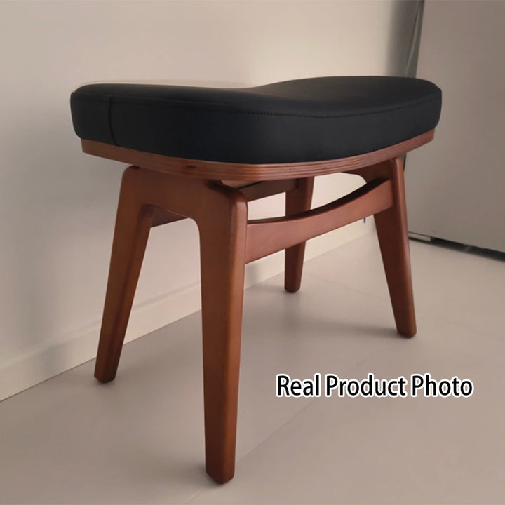Modern Minimalist Boxwood Synthetic Leather Sponge Arc Trapezoidal Lightweight Vanity Stool Backless Armless For Bedroom