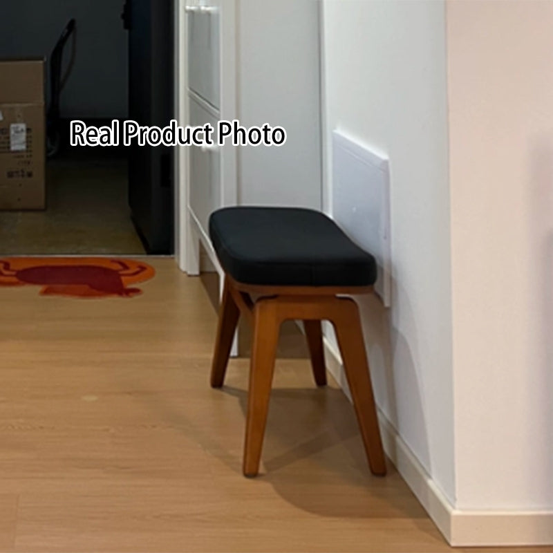 Modern Minimalist Boxwood Synthetic Leather Sponge Arc Trapezoidal Lightweight Vanity Stool Backless Armless For Bedroom