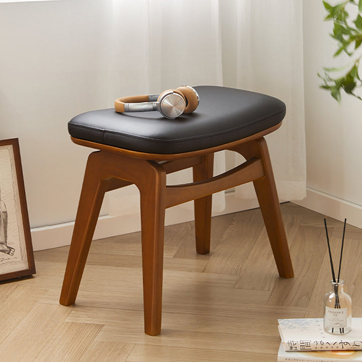 Modern Minimalist Boxwood Synthetic Leather Sponge Arc Trapezoidal Lightweight Vanity Stool Backless Armless For Bedroom