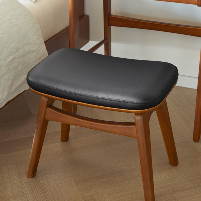 Modern Minimalist Boxwood Synthetic Leather Sponge Arc Trapezoidal Lightweight Vanity Stool Backless Armless For Bedroom